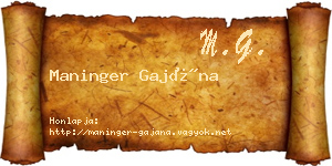 Maninger Gajána névjegykártya